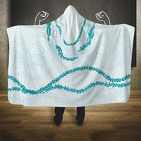 Aloha Lei Mikioi Hooded Blanket Teal Polynesian Tribal Tatau Pattern
