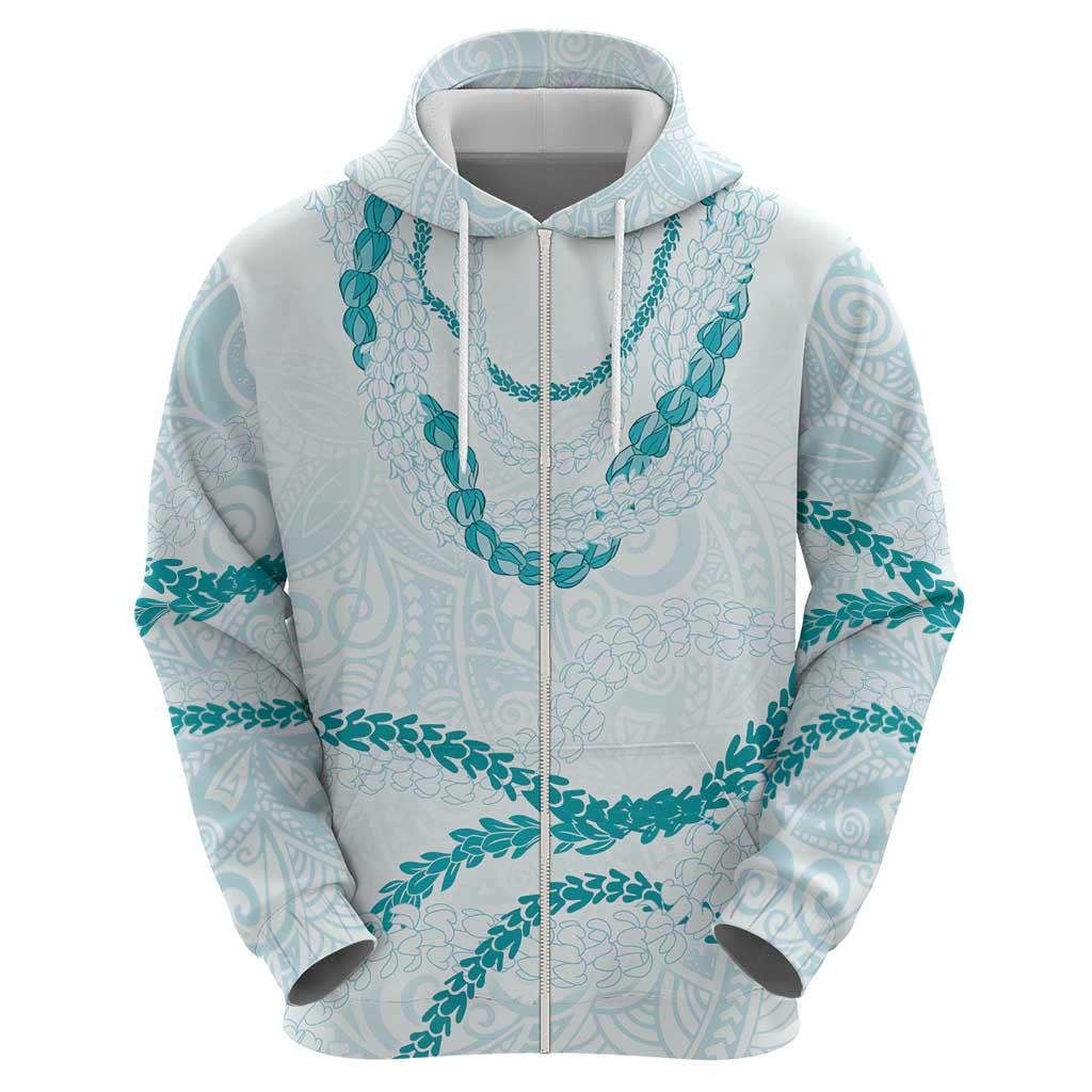 Aloha Lei Mikioi Hoodie Teal Polynesian Tribal Tatau Pattern
