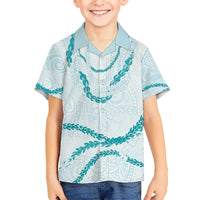 Aloha Lei Mikioi Kid Hawaiian Shirt Teal Polynesian Tribal Tatau Pattern LT9 Kid Teal - Polynesian Pride