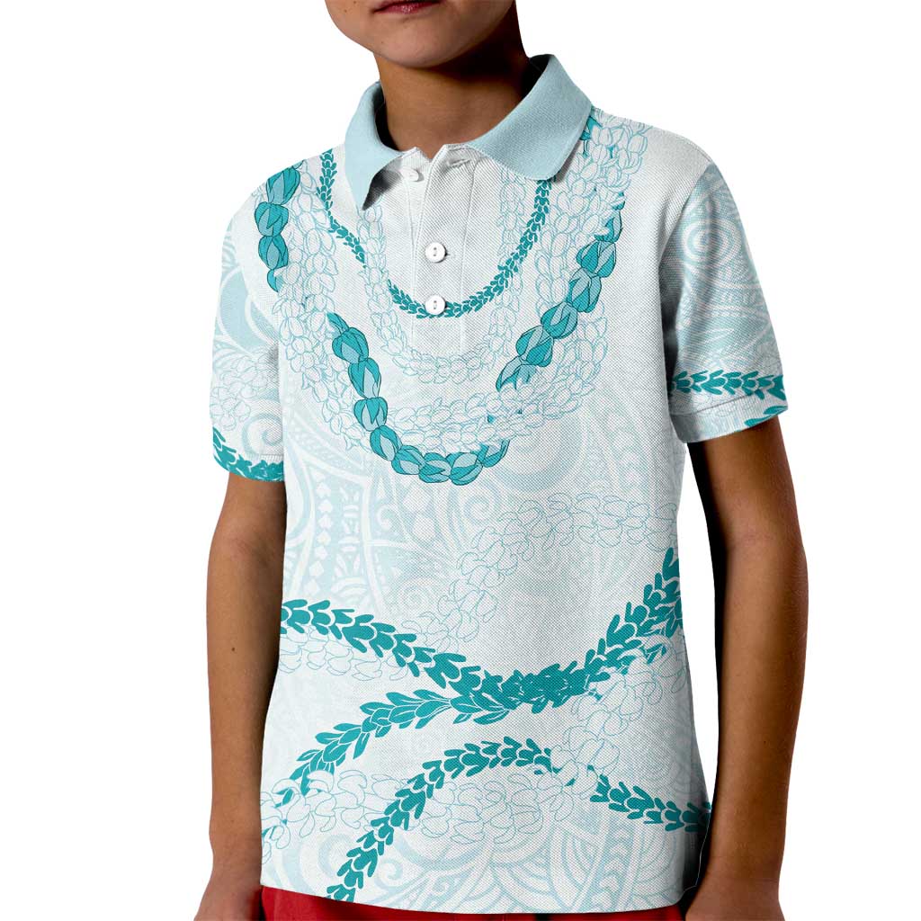 Aloha Lei Mikioi Kid Polo Shirt Teal Polynesian Tribal Tatau Pattern LT9 Kid Teal - Polynesian Pride