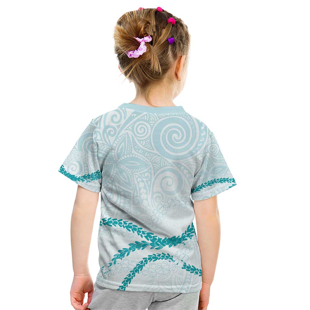 Aloha Lei Mikioi Kid T Shirt Teal Polynesian Tribal Tatau Pattern