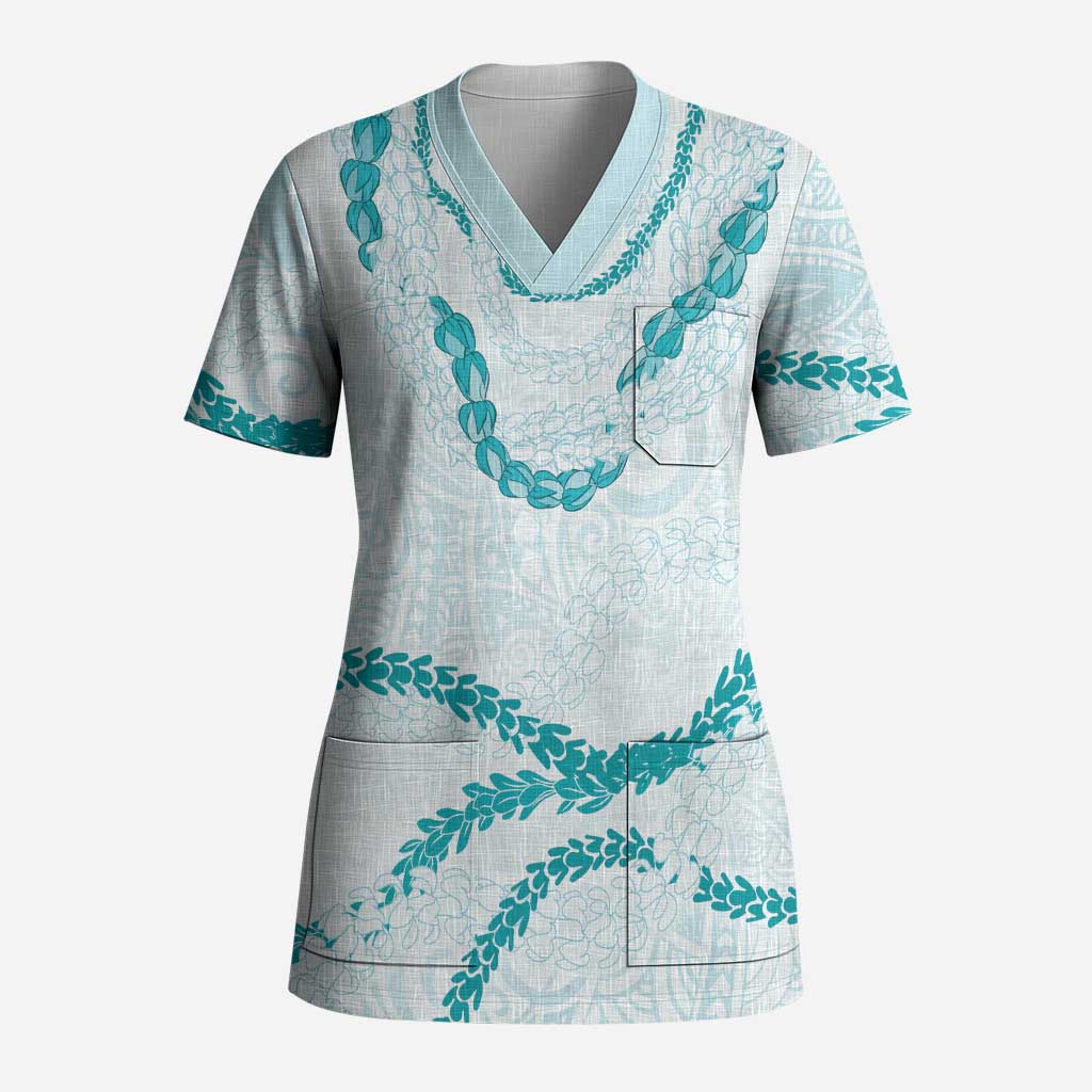 Aloha Lei Mikioi Scrub Top Aloha Lei Mikioi LT9 Adult Teal - Polynesian Pride