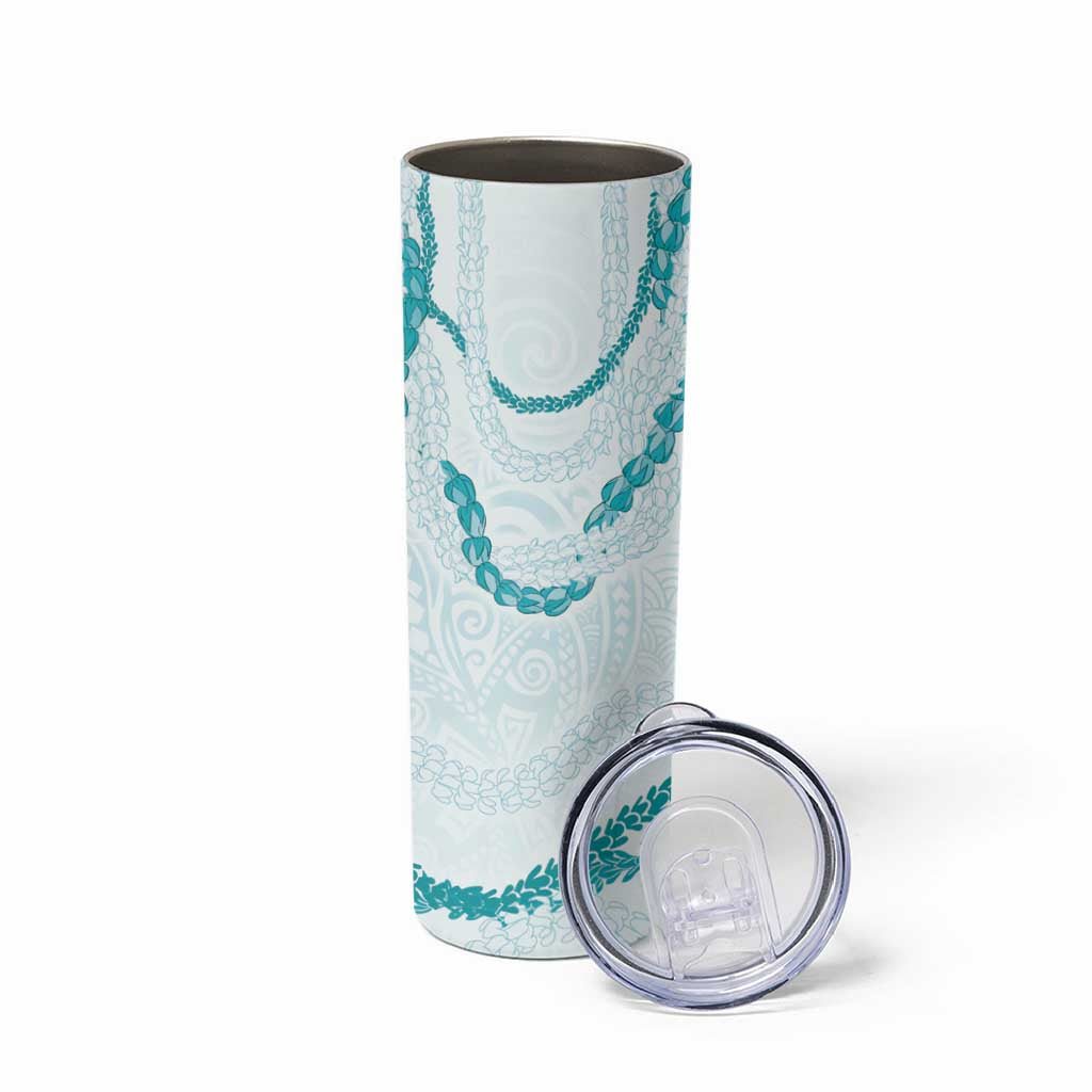 Aloha Lei Mikioi Skinny Tumbler Teal Polynesian Tribal Tatau Pattern LT9 - Polynesian Pride