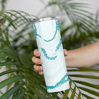 Aloha Lei Mikioi Skinny Tumbler Teal Polynesian Tribal Tatau Pattern LT9 - Polynesian Pride