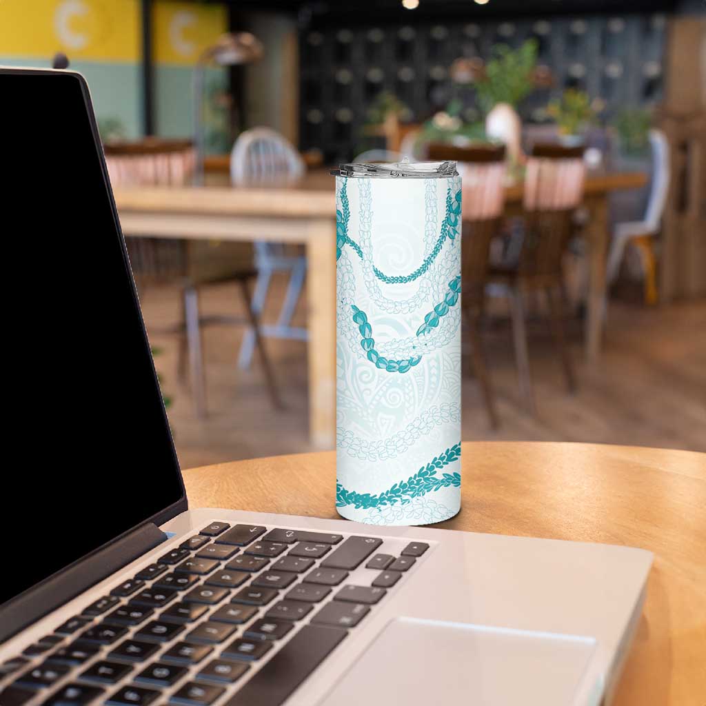 Aloha Lei Mikioi Skinny Tumbler Teal Polynesian Tribal Tatau Pattern LT9 - Polynesian Pride
