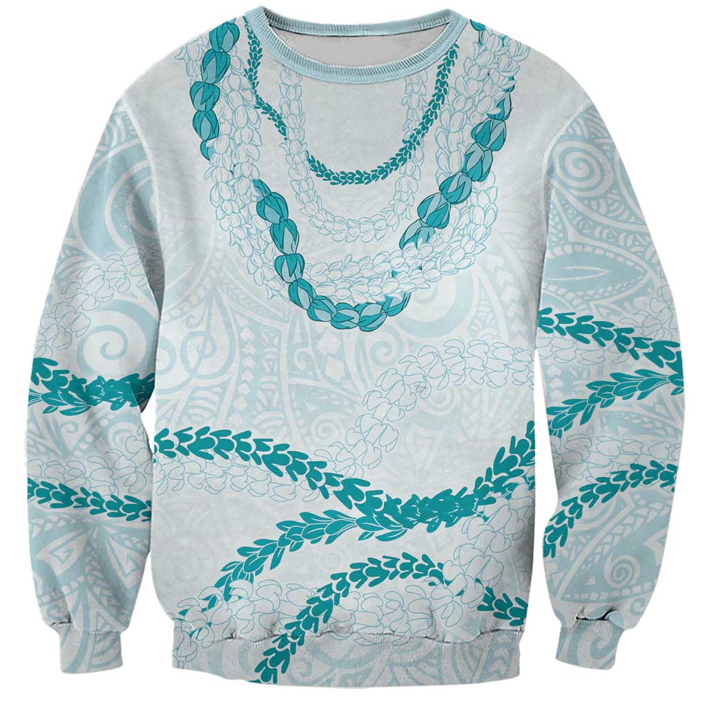 Aloha Lei Mikioi Sweatshirt Teal Polynesian Tribal Tatau Pattern