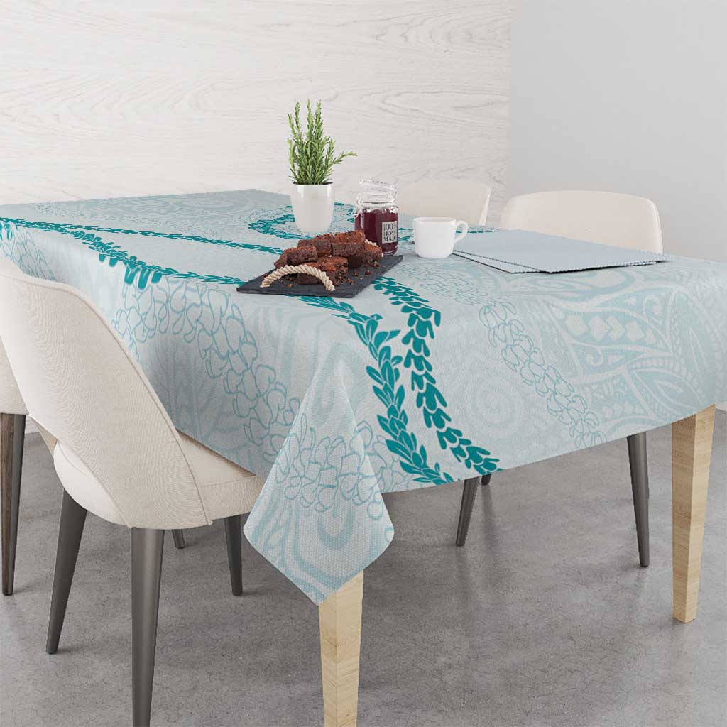 Aloha Lei Mikioi Tablecloth Teal Polynesian Tribal Tatau Pattern