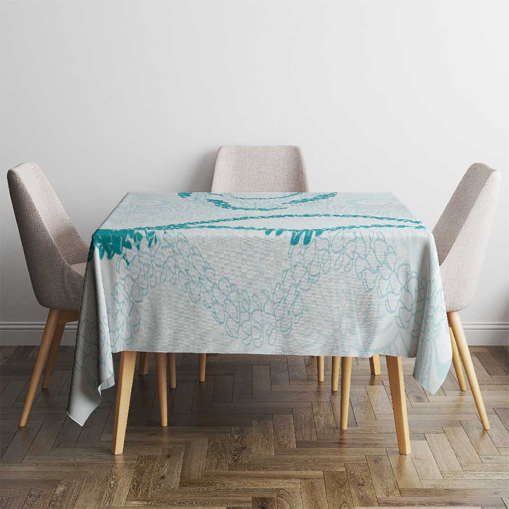 Aloha Lei Mikioi Tablecloth Teal Polynesian Tribal Tatau Pattern