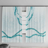 Aloha Lei Mikioi Window Curtain Teal Polynesian Tribal Tatau Pattern