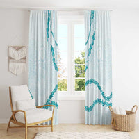 Aloha Lei Mikioi Window Curtain Teal Polynesian Tribal Tatau Pattern