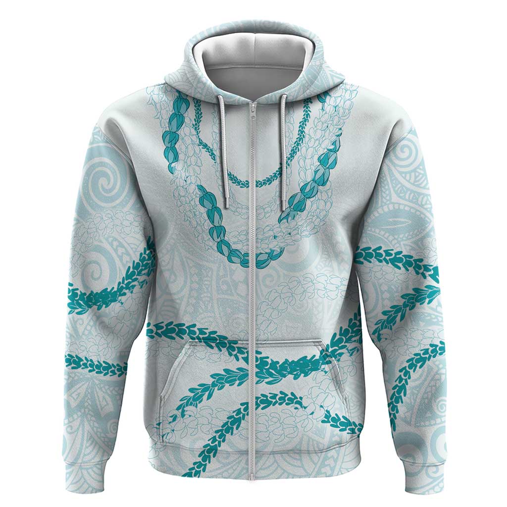 Aloha Lei Mikioi Zip Hoodie Teal Polynesian Tribal Tatau Pattern LT9 Zip Hoodie Teal - Polynesian Pride
