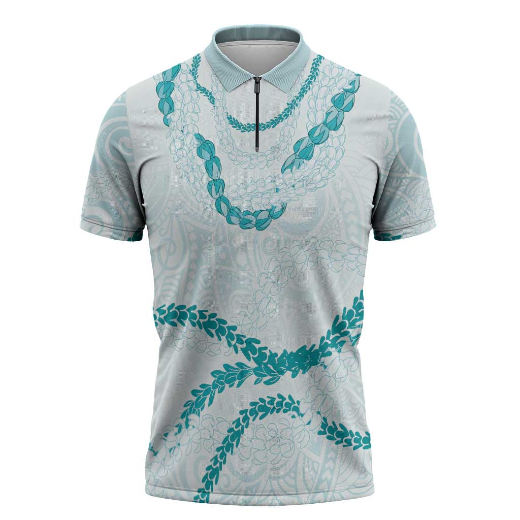 Aloha Lei Mikioi Zipper Polo Shirt Aloha Lei Mikioi LT9 Teal - Polynesian Pride