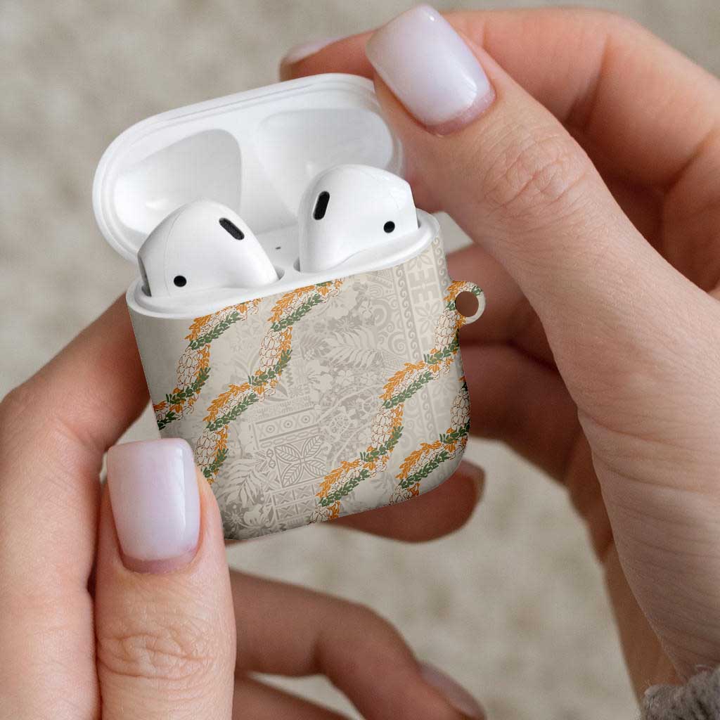Aloha Pakalana and Puakenikeni Lei AirPods Case Beige Hawaiian Pattern - Polynesian Pride