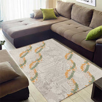 Aloha Pakalana and Puakenikeni Lei Area Rug Beige Hawaiian Pattern