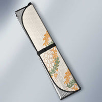 Aloha Pakalana and Puakenikeni Lei Auto Sun Shade Beige Hawaiian Pattern - Polynesian Pride