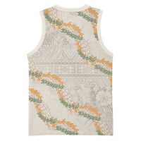 Aloha Pakalana and Puakenikeni Lei Basketball Jersey Beige Hawaiian Pattern - Polynesian Pride