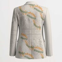 Aloha Pakalana and Puakenikeni Lei Blazer Beige Hawaiian Pattern - Polynesian Pride