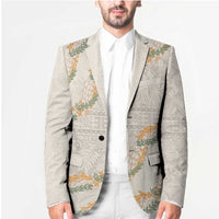 Aloha Pakalana and Puakenikeni Lei Blazer Beige Hawaiian Pattern - Polynesian Pride