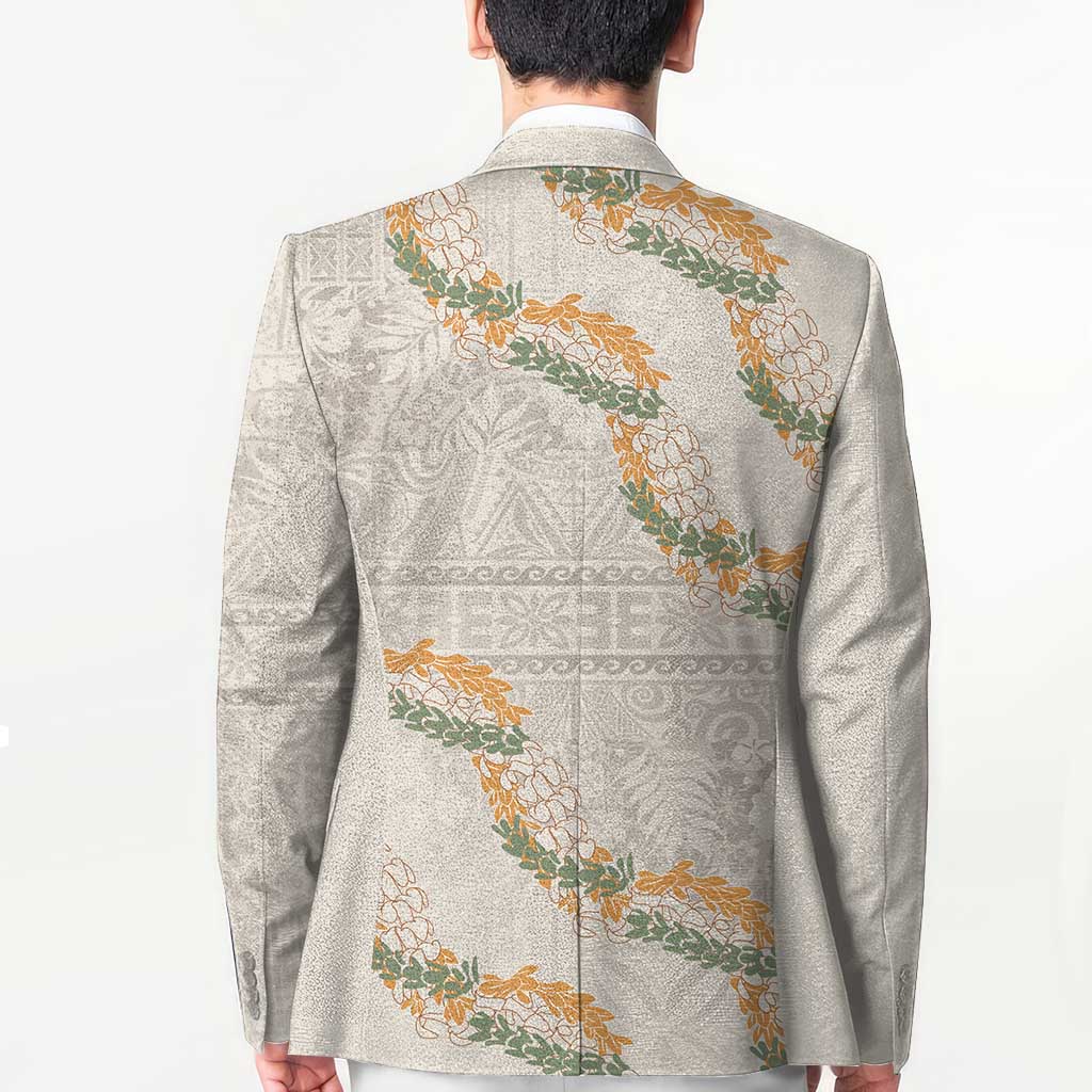 Aloha Pakalana and Puakenikeni Lei Blazer Beige Hawaiian Pattern - Polynesian Pride