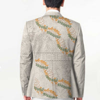Aloha Pakalana and Puakenikeni Lei Blazer Beige Hawaiian Pattern - Polynesian Pride