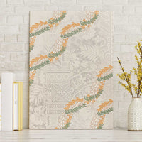 Aloha Pakalana and Puakenikeni Lei Canvas Wall Art Beige Hawaiian Pattern