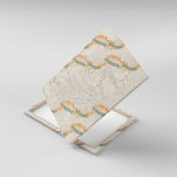 Aloha Pakalana and Puakenikeni Lei Canvas Wall Art Beige Hawaiian Pattern