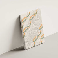 Aloha Pakalana and Puakenikeni Lei Canvas Wall Art Beige Hawaiian Pattern