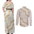 Aloha Pakalana and Puakenikeni Lei Couples Matching Off Shoulder Maxi Dress and Long Sleeve Button Shirt Beige Hawaiian Pattern