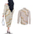 Aloha Pakalana and Puakenikeni Lei Couples Matching Off The Shoulder Long Sleeve Dress and Long Sleeve Button Shirt Beige Hawaiian Pattern