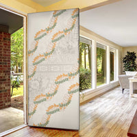 Aloha Pakalana and Puakenikeni Lei Door Cover Beige Hawaiian Pattern - Polynesian Pride