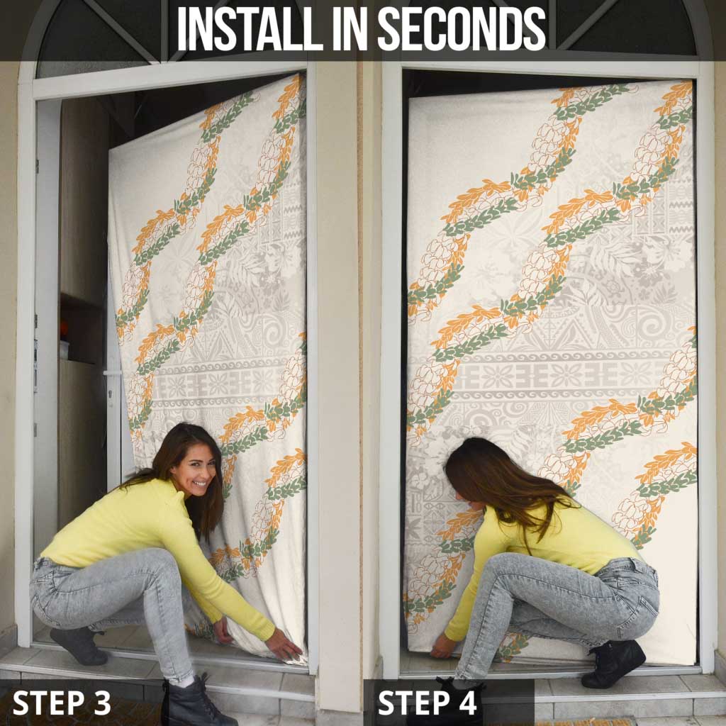 Aloha Pakalana and Puakenikeni Lei Door Cover Beige Hawaiian Pattern - Polynesian Pride