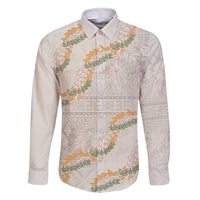 Aloha Pakalana and Puakenikeni Lei Family Matching Short Sleeve Bodycon Dress and Hawaiian Shirt Beige Hawaiian Pattern