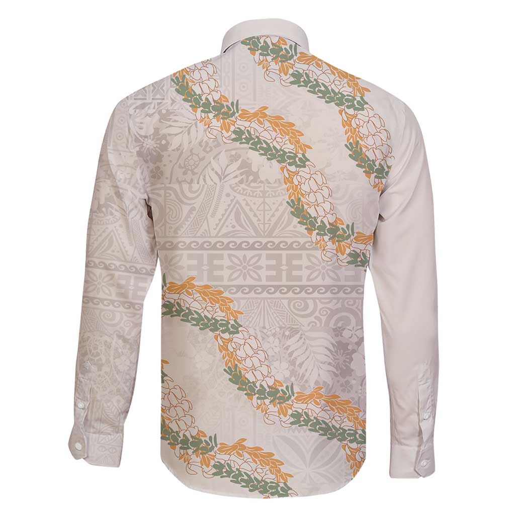 Aloha Pakalana and Puakenikeni Lei Family Matching Short Sleeve Bodycon Dress and Hawaiian Shirt Beige Hawaiian Pattern