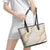 Aloha Pakalana and Puakenikeni Lei Leather Tote Bag Beige Hawaiian Pattern