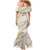 Aloha Pakalana and Puakenikeni Lei Mermaid Dress Beige Hawaiian Pattern