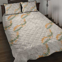 Aloha Pakalana and Puakenikeni Lei Quilt Bed Set Beige Hawaiian Pattern