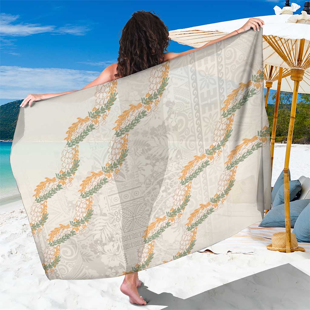 Aloha Pakalana and Puakenikeni Lei Sarong Beige Hawaiian Pattern LT9 One Size 44 x 66 inches Beige - Polynesian Pride