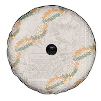 Aloha Pakalana and Puakenikeni Lei Spare Tire Cover Beige Hawaiian Pattern