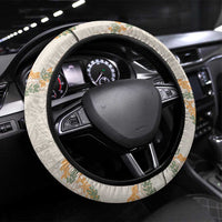 Aloha Pakalana and Puakenikeni Lei Steering Wheel Cover Beige Hawaiian Pattern
