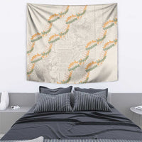 Aloha Pakalana and Puakenikeni Lei Tapestry Beige Hawaiian Pattern