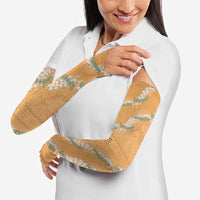 Aloha Pakalana and Puakenikeni Lei Arm Sleeves Gold Hawaiian Pattern - Polynesian Pride