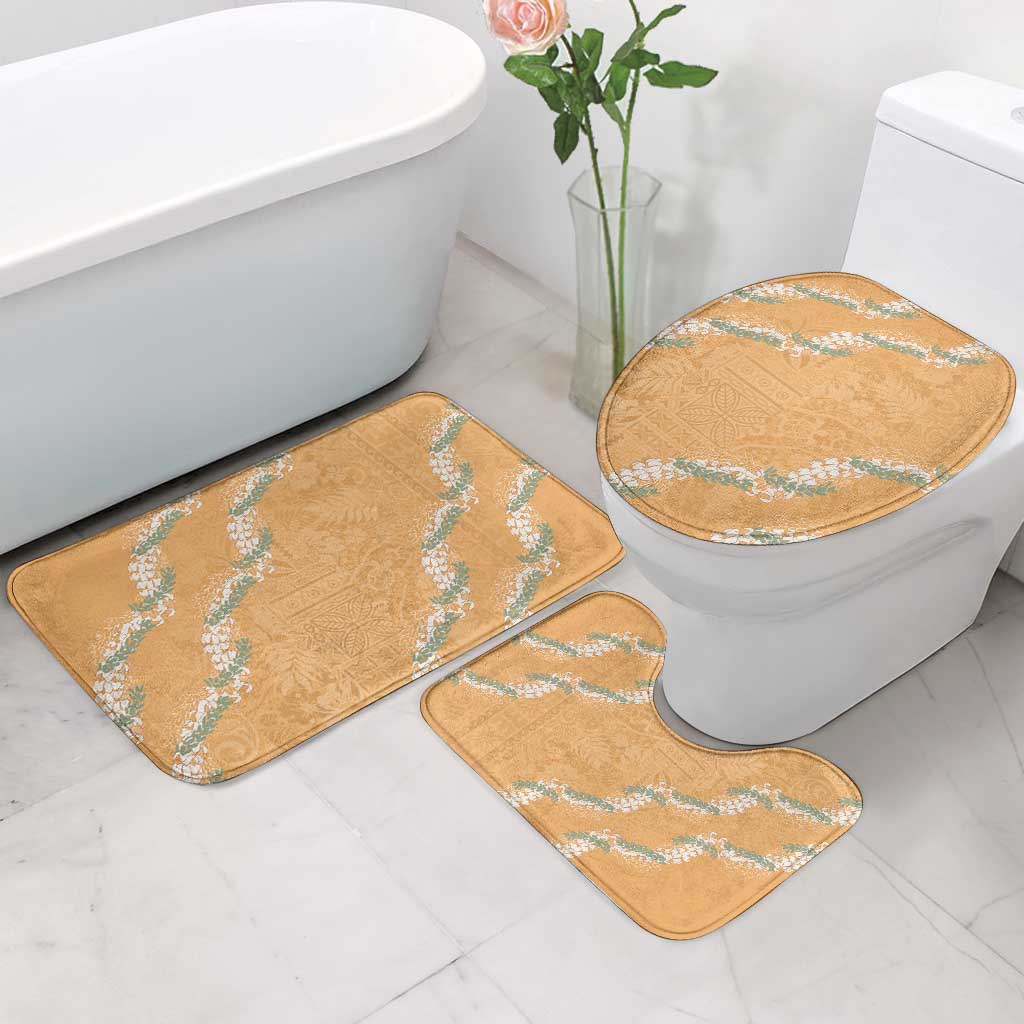 Aloha Pakalana and Puakenikeni Lei Bathroom Set Gold Hawaiian Pattern - Polynesian Pride