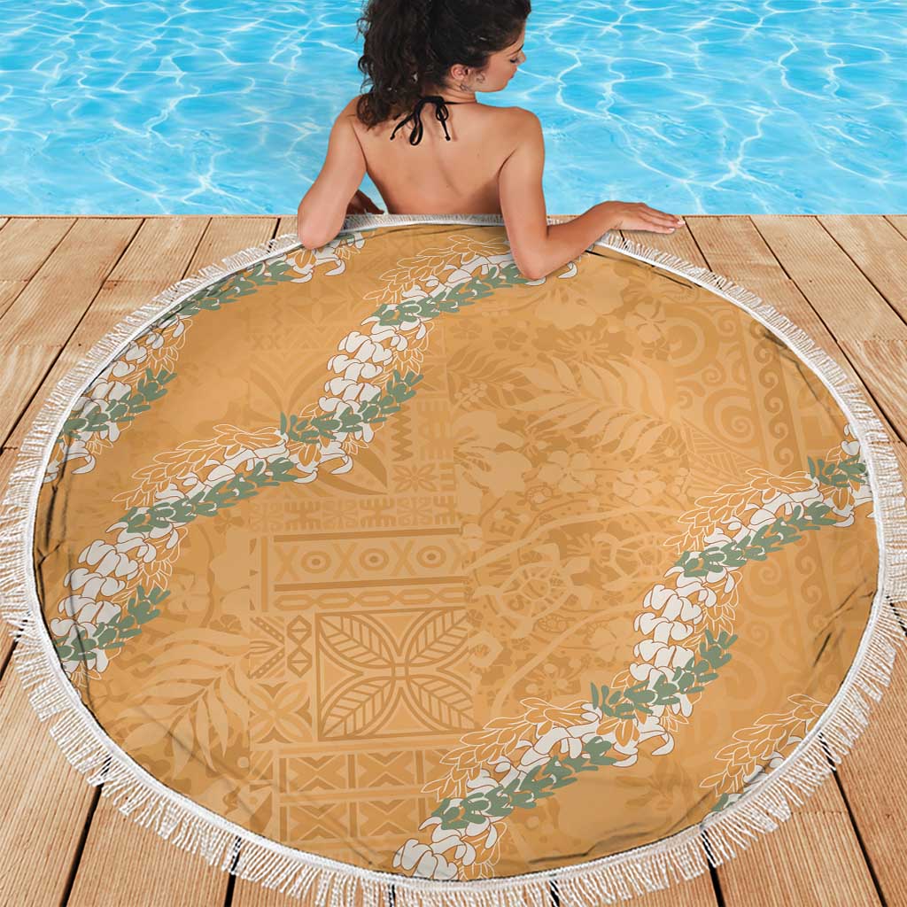 Aloha Pakalana and Puakenikeni Lei Beach Blanket Gold Hawaiian Pattern
