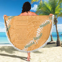 Aloha Pakalana and Puakenikeni Lei Beach Blanket Gold Hawaiian Pattern