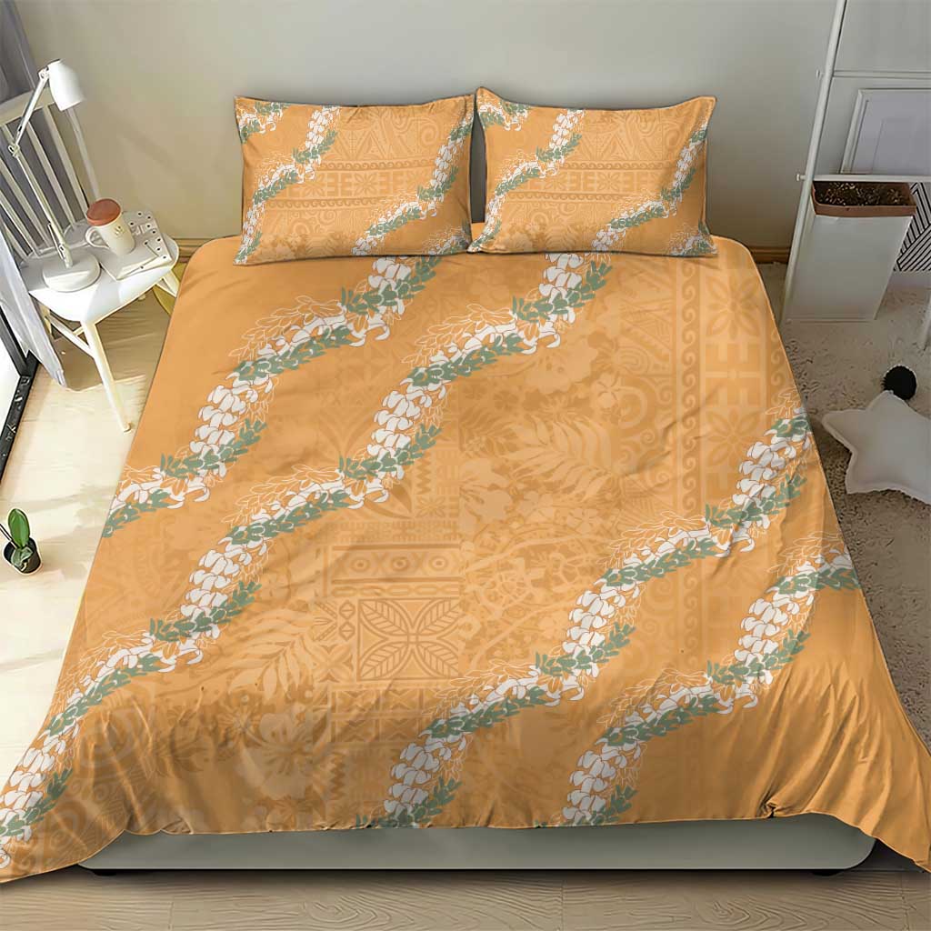 Aloha Pakalana and Puakenikeni Lei Bedding Set Gold Hawaiian Pattern