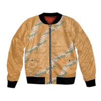 Aloha Pakalana and Puakenikeni Lei Bomber Jacket Gold Hawaiian Pattern LT9 Unisex Gold - Polynesian Pride