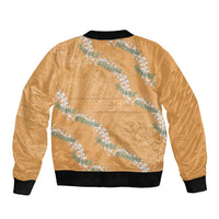 Aloha Pakalana and Puakenikeni Lei Bomber Jacket Gold Hawaiian Pattern LT9 - Polynesian Pride