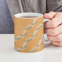 Aloha Pakalana and Puakenikeni Lei Ceramic Mug Gold Hawaiian Pattern - Polynesian Pride