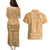 Aloha Pakalana and Puakenikeni Lei Couples Matching Puletasi and Hawaiian Shirt Gold Hawaiian Pattern
