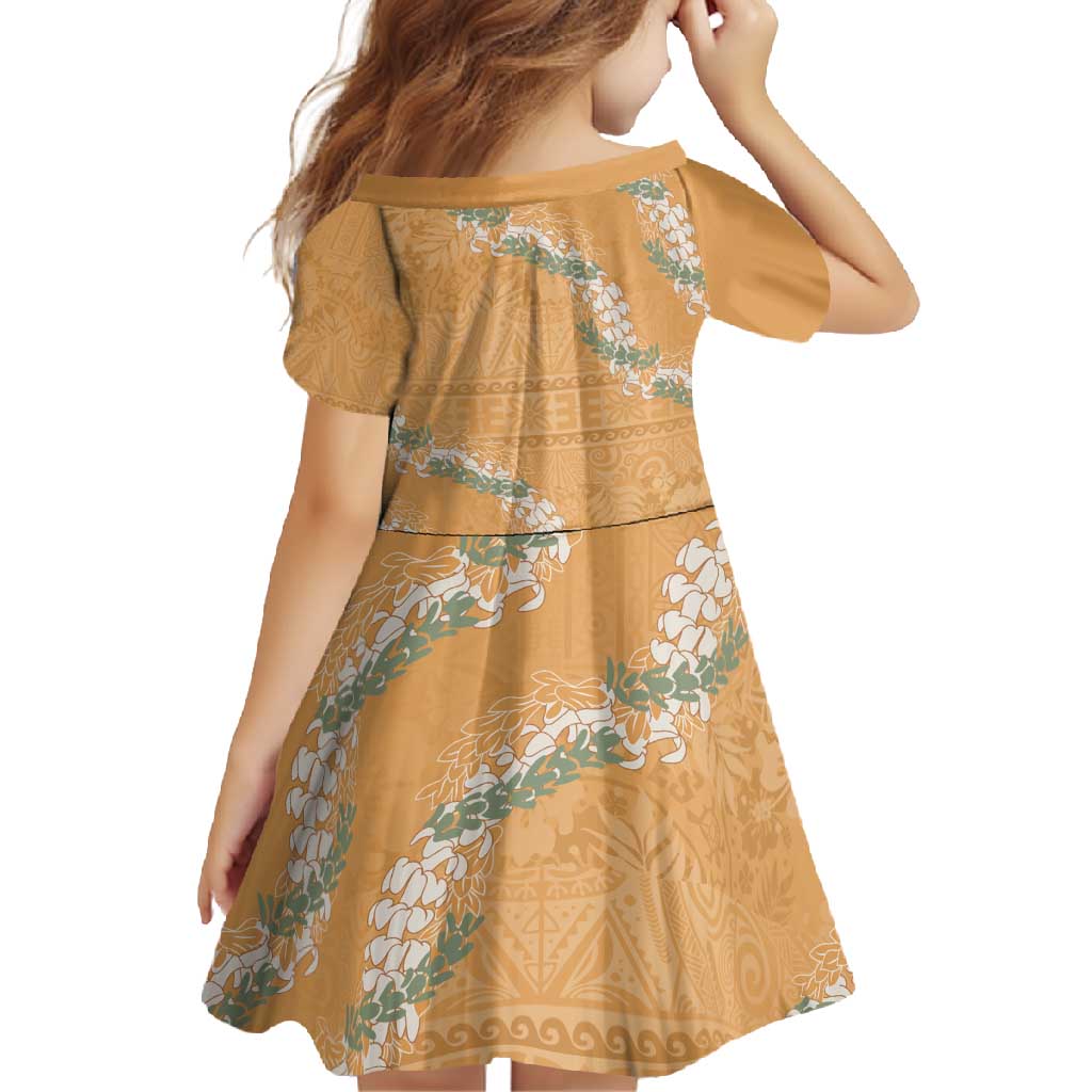 Aloha Pakalana and Puakenikeni Lei Family Matching Mermaid Dress and Hawaiian Shirt Gold Hawaiian Pattern